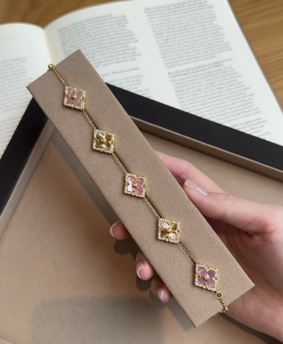 Buccellati Van Cleef & Arpels Alhambra Pink Enamel Bracelet